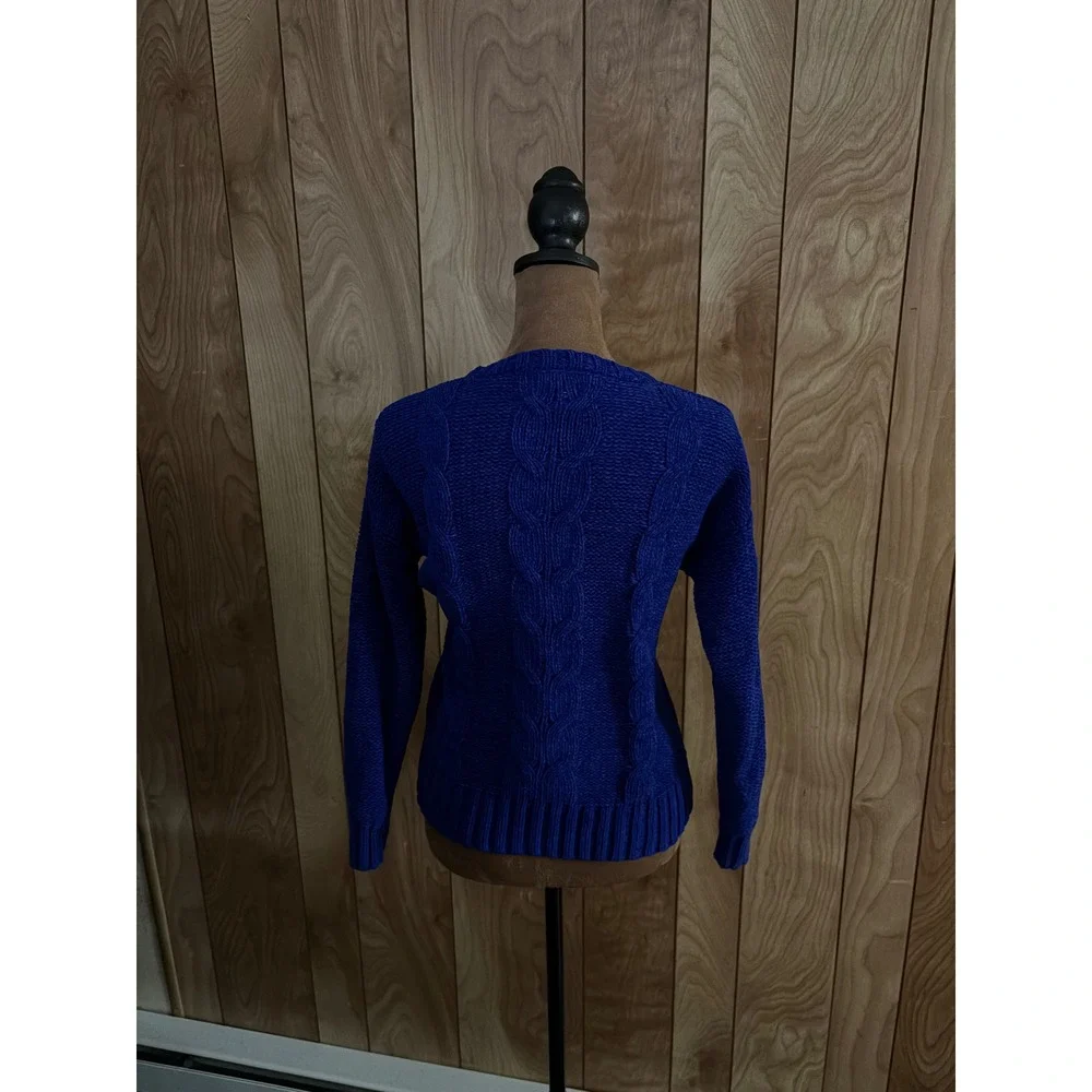 Pink Republic Girls Cobalt Blue Cable Knit Sweater Crew‎ Neck Size L 14